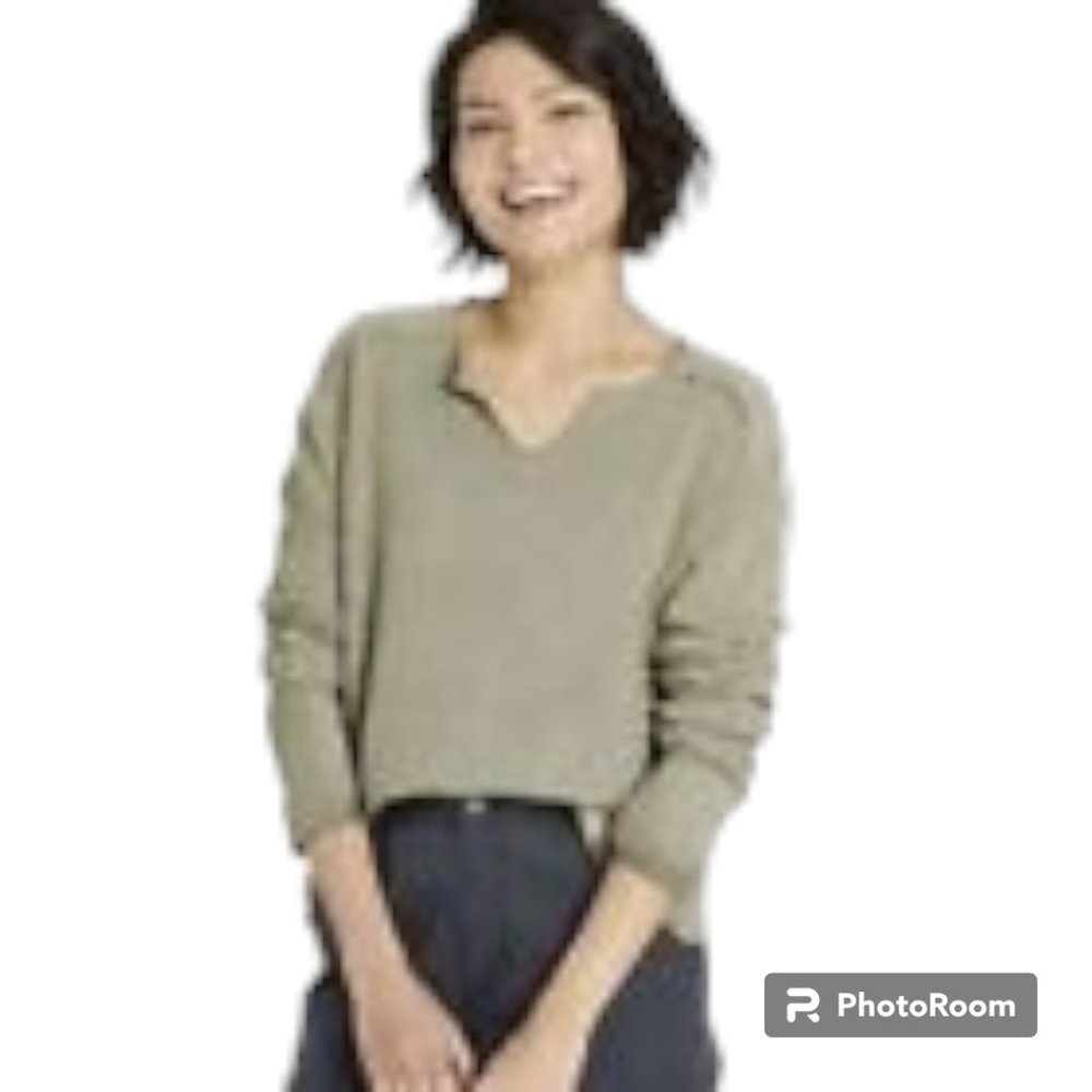 Knox‎ Rose NWT Olive Green thermal knit long sleeve with lace detail sz L